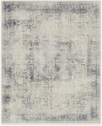 RUGGABLE Washable Vintage Area Rug – Kamran Blue Quartz 8x10, Stain-Resistant, Non-Slip – Large Machine Washable Rugs for Living Room, Bedroom, Hallway, Entryway & Office–with Standard Pad