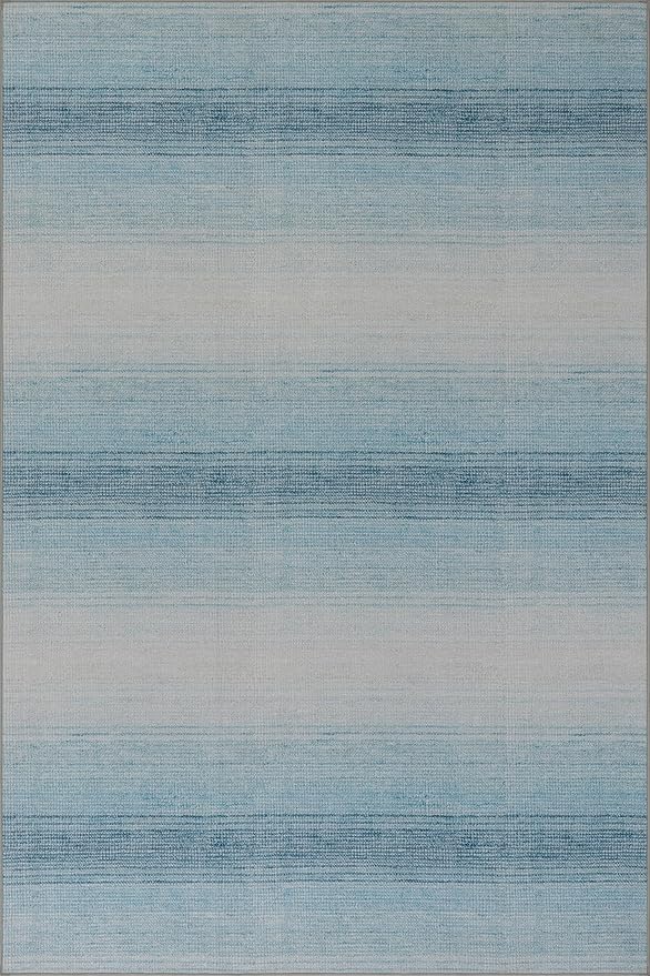 Dash & Albert Pandora Blue Machine Washable Rug, 2 X 3 Feet, Blue Abstract Pattern