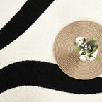 Abani Abstract Beige/Black Area Rug - 5'x8' - Modern Curved Line Design - Deco Collection - Easy to Clean - Durable for High Traffic Areas - Bedroom, Office & Kitchen - Medium Pile
