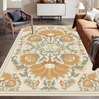 Abstract Sunflower Area Rugs, 5x8ft, Traditional Rustic Vintage Tropical Floral Theme Beige Farmhouse Boho Carpet, Shaggy Low Pile Fade Resistant Home Goods Rug for Living Room Kitchen