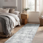 Modern Abstract Neutral Grey Kitchen Rugs Non Slip Washable Low Pile Bedside Rug Runners 2x6 Light Gray Floor Covering Carpet for Bathroom Laundry Room 2 x 6
