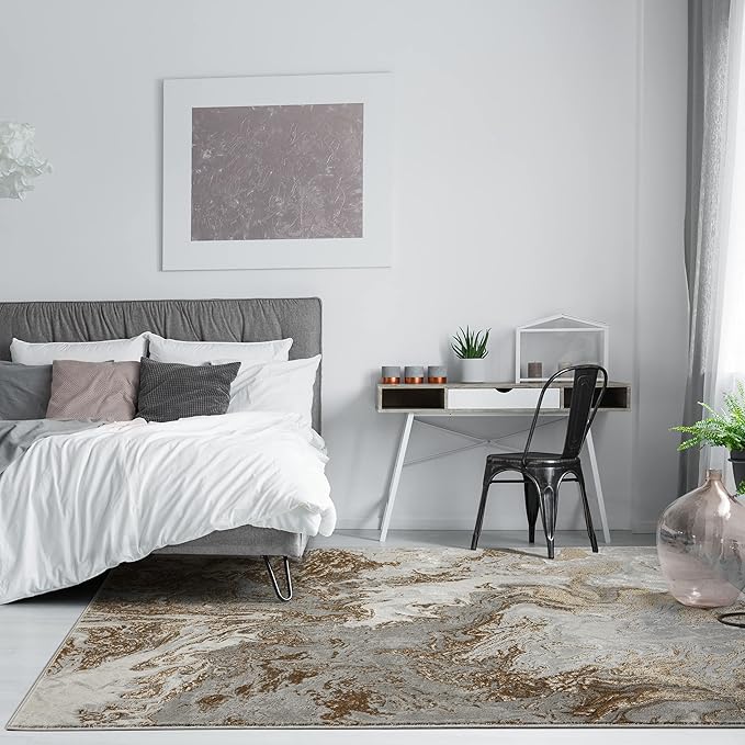 LUXE WEAVERS Marble Swirl Abstract Area Rug, Gray 8x10