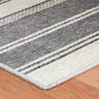 Dash & Albert Bowman Stripe Grey Machine Washable Rug, 7.5 X 9.5 Feet, Grey Stripe Pattern - Premium Luxury Hotel Quality Soft Breathable Hypoallergenic Machine Washable Easy Care All Season