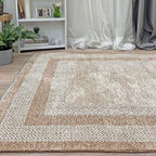 Alfa Rich 7x10 Beige Cream Washable Area Rugs for Living Room Bedroom Kitchen Dining Cotton Rug