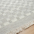 Mark&Day Wool Rugs, 9x12 Clinten Solid and Border Ivory Checkered Rug, Ivory Carpet for Living Room, Bedroom or Kitchen (8'10" x 12')