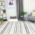 Alfa Rich 3x5 Gray Off White Washable Area Rugs for Living Room Bedroom Kitchen Decor Cotton Runner