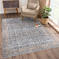 Bloom Rugs Washable Non-Slip 10x14 Rug - Dark Blue/Tan Traditional Oriental Area Rug for Living Room, Bedroom, Dining Room, and Kitchen - Exact Size: 10' x 14'