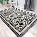 Alfa Rich 4x6 Leopard Beige Black Washable Area Rugs for Living Room Bedroom Kitchen Cotton Rug