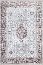 Bloom Rugs Caria Washable Non-Slip 5x7 Rug - Beige/Brown Traditional Area Rug for Living Room, Bedroom, Dining Room, and Kitchen - Exact Size: 5' x 7'