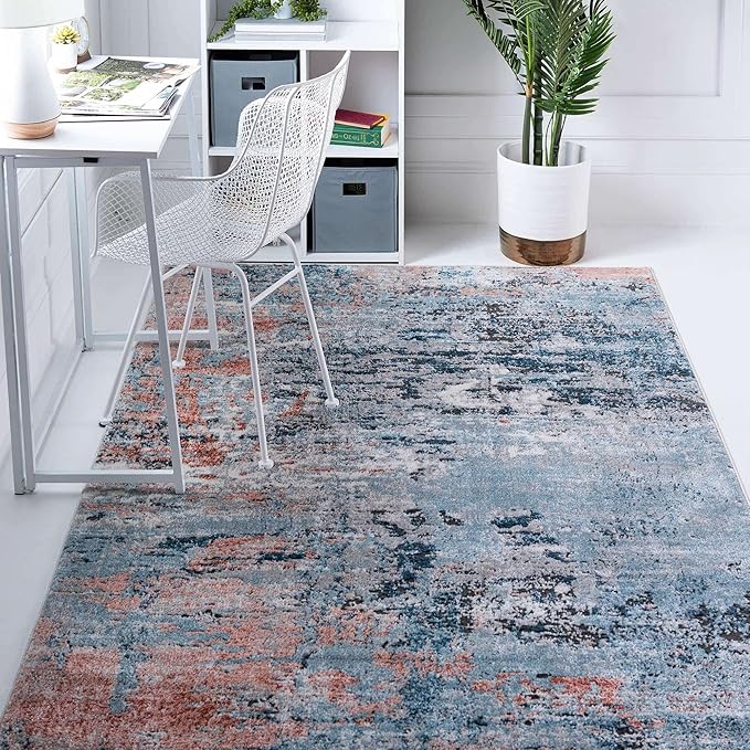 Rugs.com Leipzig Collection Area Rug – 7X10 Multi Low-Pile Rug Perfect for Bedrooms, Dining Rooms, Living Rooms