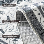 EnHomee 5x7 Area Rugs Washable for Bedroom, Boho Vintage Rugs, Foldable Area Rug for Dining Room, Non-Slip Soft Living Room Rug, Low Pile Large Carpet for Bathroom, Grey