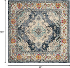 SAFAVIEH Monaco Collection Area Rug - 8'8" Square, Navy & Light Blue, Boho Chic Medallion Distressed Design, Non-Shedding & Easy Care, Ideal for High Traffic Areas in Living Room, Bedroom (MNC243N)