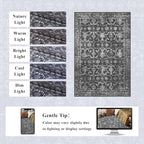 Washable Area Rug 4x6 Black Rugs for Living Room, Vintage Boho Large Rug for Bedroom Dining Room Office, Distressed Floral Print Carpet for Under Table, Soft Non Slip Low Pile Throw Carpet Indoor Mat