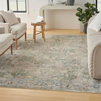 Nourison Home Astra Machine Washable Blue Green 6'7" x 9' Area Rug - Easy Clean, Non Shedding, Bed Room, Living Room, Dining Room, Kitchen (7' x 9')