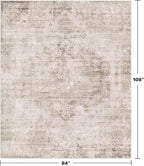 Neutral Farmhouse Area Rug for Bedroom - 7x9 Washable Rug for Dining Room Table, Ultra-Thin Soft Textured Boho Abstract Indoor Decor, Fade & Stain Resistant