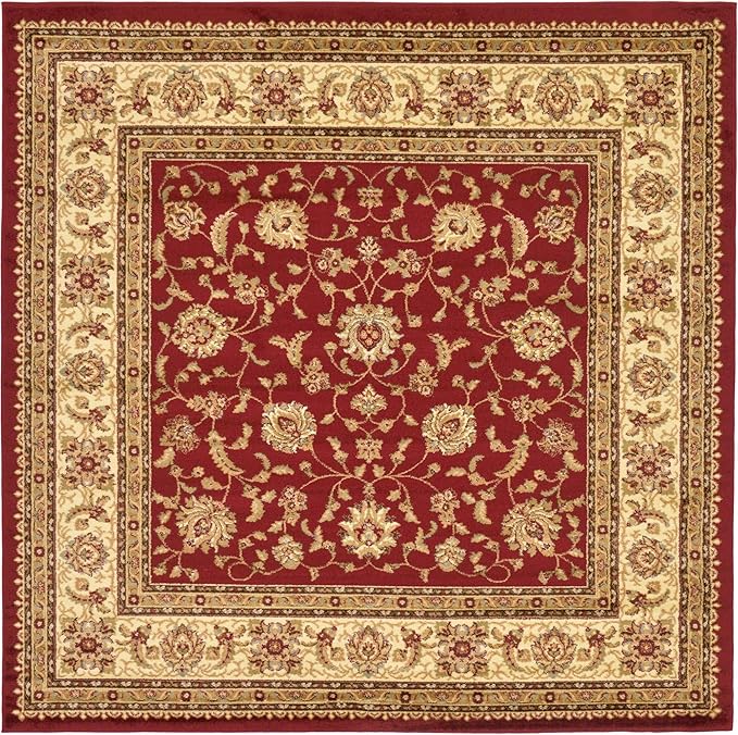 Unique Loom Voyage Collection Traditional Oriental Classic Intricate Design Area Rug (8' 0 x 8' 0 Square, Red/Gold)