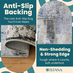Istana 2x3 Area Rug - Grey Navy Boho Rugs for Living Room 2x3 - Foldable Small Rugs for Bedroom - Stain Resistant Washable Rug Non Slip - Eco-Friendly Area Rugs Indoor