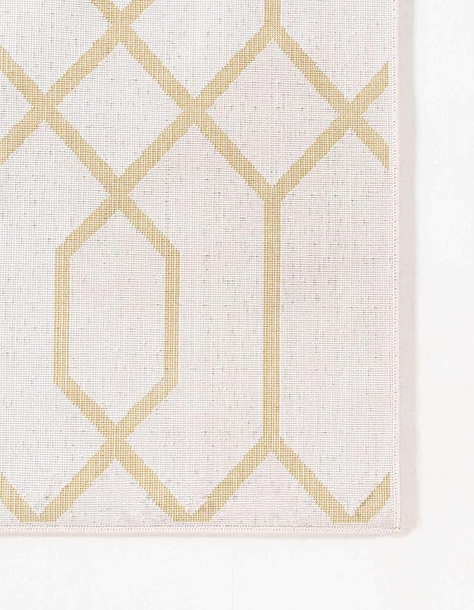 Marilyn Monroe Glam Collection Area Rug - Trellis (10'x 13' Rectangle, White Gold/ Gold)