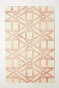 Hand-Tufted Wool Marengo Rug in Pink – Elegant Geometric Wool Carpet for Living Room & Bedroom – Soft Feel – 3 x 5