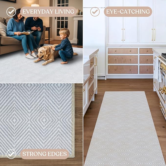 Fame Living Washable Area Rug. Modern Farmhouse. Vintage. Turkish. Bohemian. Distressed. Oriental. Traditional. Rugs for Living Room. Dining. Bedroom. Office. Entryway. Foyer. (864CC, 7'5" x 9'8")