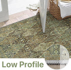 Bavni Area Rug 6X9, Oriental Vintage 6X9 Area Rugs, Large Rugs for Living Room, Non Slip Boho Carpet for Bedroom Dorm, Low Pile Aesthetic Washable Rug for Dining Room Office, Sage Green