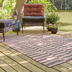 Unique Loom Outdoor Striped Collection Area Rug - Striped (6' 1" x 9' Rectangle, Rust Red/Ivory)