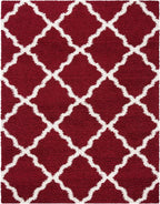 SAFAVIEH Dallas Shag Collection Area Rug - 8'6" x 12', Red & Ivory, Trellis Design, Non-Shedding & Easy Care, 1.5-inch Thick Ideal for High Traffic Areas in Living Room, Bedroom (SGD257Q)
