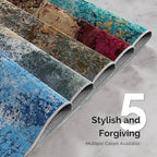 Small Rug with Abstract Pattern for Entryway Short Pile with Non-Slip Backing Throw Rugs, Foldable Kitchen Bathroom Rugs 2x3 FT Brown