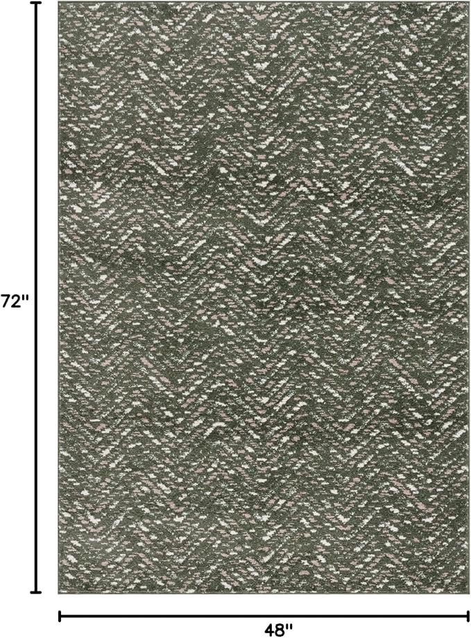 SAFAVIEH Adirondack Collection Area Rug - 4' x 6', Dark Green & Ivory, Chevron Design, Non-Shedding & Easy Care, Ideal for High Traffic Areas in Living Room, Bedroom, Dining (ADR104Y-4)