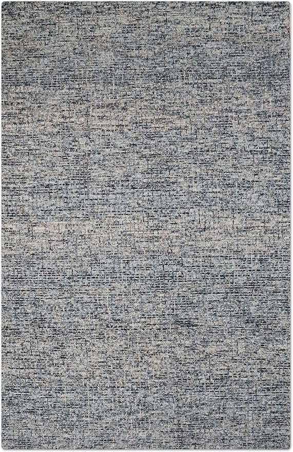 Hand Tufted Wool ECO-Friendly Area Rugs - 8'x10', Rectangle Shape, Dark & Blue, Solid Plain Design, High Pile Thick Handmade Area Rugs for Living Room, Bed Room (KWC111)