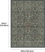 Bavni 5x7 Area Rugs for Living Room, Floral Rug Machine Washable Non Slip, Vintage Boho Forest Carpet, Soft Low Pile Thin Lightweight Rugs for Bedroom, Farmhouse, Dining Room Office, Emerald Green