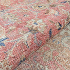 GLN Rugs Traditional Collection - Machine Washable Area Rug, Traditional Washable, Non Slip, Low Pile Chenille Rug, Living Room, Bedroom, Kitchen Rug (5'3" Round Pink/Cream)