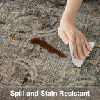 Fmfunctex 2x6 Runner Rug Brown Vintage Neutral Washable Distressed Non Slip Low Pile Indoor Carpet Soft Retro Hallway Entryway Rug for Kitchen Living Room Bedroom Bathroom Laundry Entry Bedside, Multi