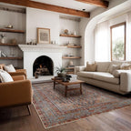 Kuden 5x7 Area Rug, Machine Washable Area Rug with Non-Slip Backing, Vintage Style, Soft, Easy Clean, Low Pile Rug for Living Room, Bedroom, Dining Room