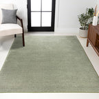 JONATHAN Y Haze Solid Low-Pile Green Indoor Area Rug 8x10, Coastal,Bohemian,Minimalist,Classic, Easy-Cleaning for Living Room,Bedroom,Kitchen,Pet Friendly,Non-Shedding (SEU100O-8)