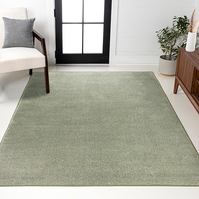 JONATHAN Y Haze Solid Low-Pile Green Indoor Area Rug 5x8, Coastal,Bohemian,Minimalist,Classic, Easy-Cleaning for Living Room,Bedroom,Kitchen,Pet Friendly,Non-Shedding (SEU100O-5)