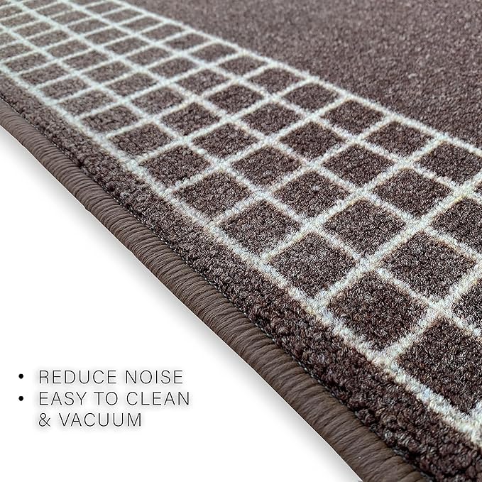 Custom Made Runner Rug for Kitchen Foyer Hallway Entry Choose Your Length 26 Inch Wide Geometric Checkered Design Brown Color (46 feet x 26 inch)