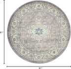 Unique Loom Salzburg Collection Classic Traditional Design Oriental Inspired Border Area Rug (5' 0 x 5' 0 Round, Gray/Beige)