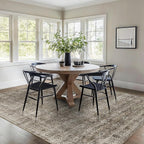 6x9 Washable Rug for Living Room Large Vintage Distressed Bedroom Rug Low Pile Non-Slip Soft Boho Carpets for Bedroom Dining Room Home Office Indoor Nursery Antique/Moss