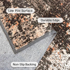 GENIMO Washable Area Rugs for Living Room, 10x12 Vintage Non Slip Rugs, Low Pile Lightweight Soft Print Rug for Bedroom, Dining Room, Home Office, Brown Orange