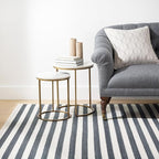Home Conservatory Ladder Stripe Black/Ivory Handwoven Wool 5 X 8 Feet, Black/Ivory Stripe Pattern
