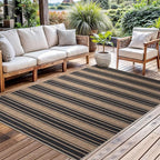 Striped Easy Jute Rug 5x7 Outdoor Patio Rug Washable Area Rugs for Living Room Bedroom Non Slip Neutral Farmhouse Indoor Outdoor Carpet for Backyard Patio Office