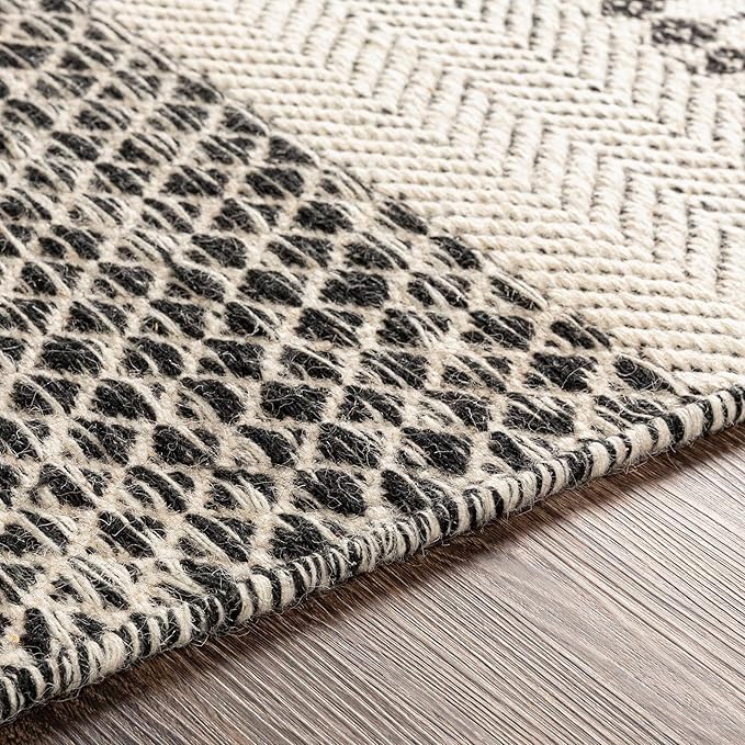 Mark&Day Wool Rugs, 6x9 Tervoort Global Black Area Rug, Blue Beige Carpet for Living Room, Bedroom or Kitchen (6' x 9')