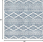 SAFAVIEH Tulum Collection Area Rug - 8' Square, Ivory & Navy, Moroccan Boho Tribal Design, Non-Shedding & Easy to Clean, Ideal for Living Room, Bedroom, Dining Space (TUL272D)