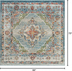 Unique Loom Isabella Collection Area Rug - Rossellini (5' 4" Square, Blue/ Beige)