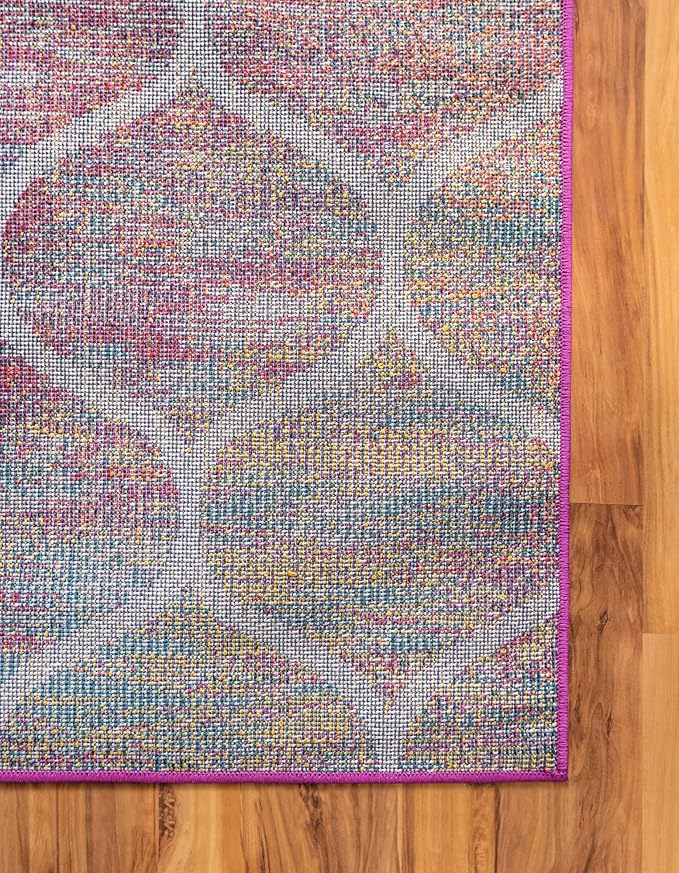 Rugs.com Lattice Frieze Collection Rug – 2' x 13' Runner Multi Medium Rug Perfect for Living Rooms, Large Dining Rooms, Open Floorplans