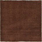 Unique Loom Solid Shag Collection Area Rug (8' Square, Chocolate Brown)