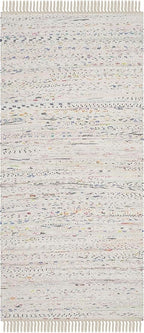 SAFAVIEH Rag Rug Collection Accent Rug - 2'6" x 4', Ivory & Multi, Handmade Boho Stripe Cotton, Ideal for High Traffic Areas in Entryway, Living Room, Bedroom (RAR121G)