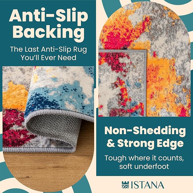 Istana 4x6 Area Rug - Multi Colors Rugs for Living Room 4x6 - Foldable Rugs for Bedroom - Stain Resistant Washable Rug - Eco-Friendly Boho Area Rugs - Easy to Clean Living Room Rug 4 x 6