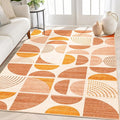 MUJOO Boho Rug Washable,4x6.5 Area Rugs for Bedroom Living Room Bedside Office,Throw Floor Carpet Non Slip Soft Indoor Modern Abstract Bohemian Orange